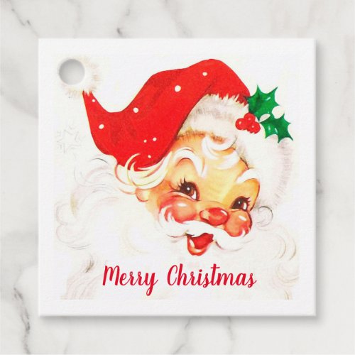 Vintage Red Merry Christmas Santa Claus Favor Tags