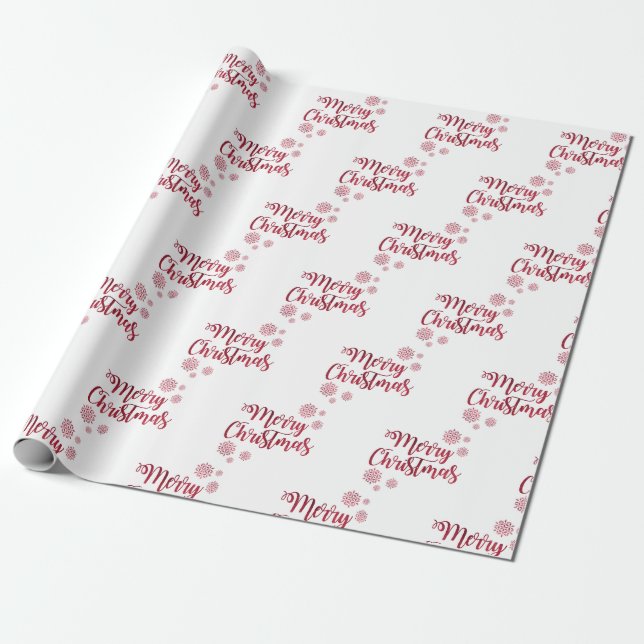 Vintage Red Merry Christmas Wrapping Paper (Unrolled)