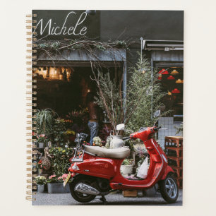 Vintage Red Motor Scooter        Planner
