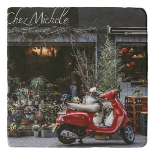 Vintage Red Motor Scooter Trivet