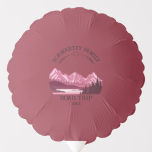 Vintage Red Mountain Lake Sunset Balloon