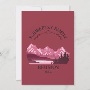 Vintage Red Mountain Lake Sunset Invitation