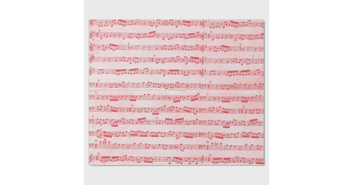 Vintage Red Musical Sheet Wrapping Paper | Zazzle