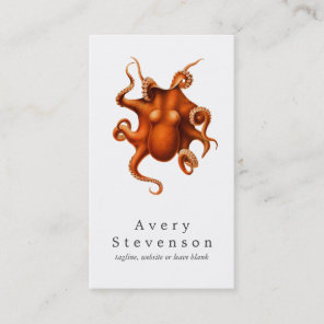 Vintage Red Octopus Marine Biology Nautical 2 Business Card