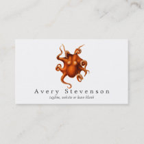 Vintage Red Octopus Marine Biology Nautical Business Card