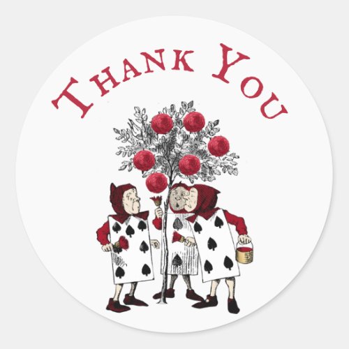 Vintage Red Painting the Roses Thank You Classic Round Sticker