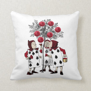 Vintage Red Painting the Roses Throw Pillow