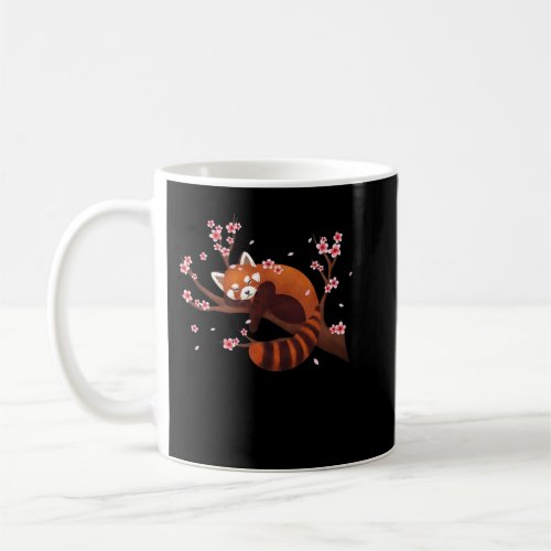 Vintage Red Panda Japanese Cherry Blossom Flower  Coffee Mug