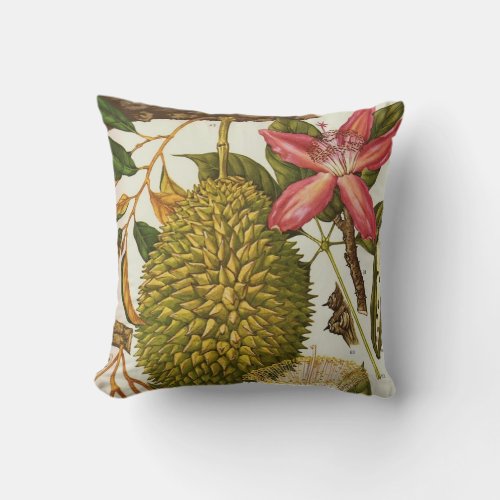 Vintage Red Passion Flower Design 1 Throw Pillow