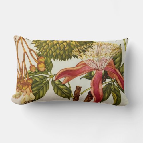 Vintage Red Passion Flower Lumbar Pillow