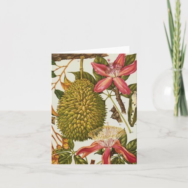 Vintage Red Passion Flower Small Greeting Card (Front)