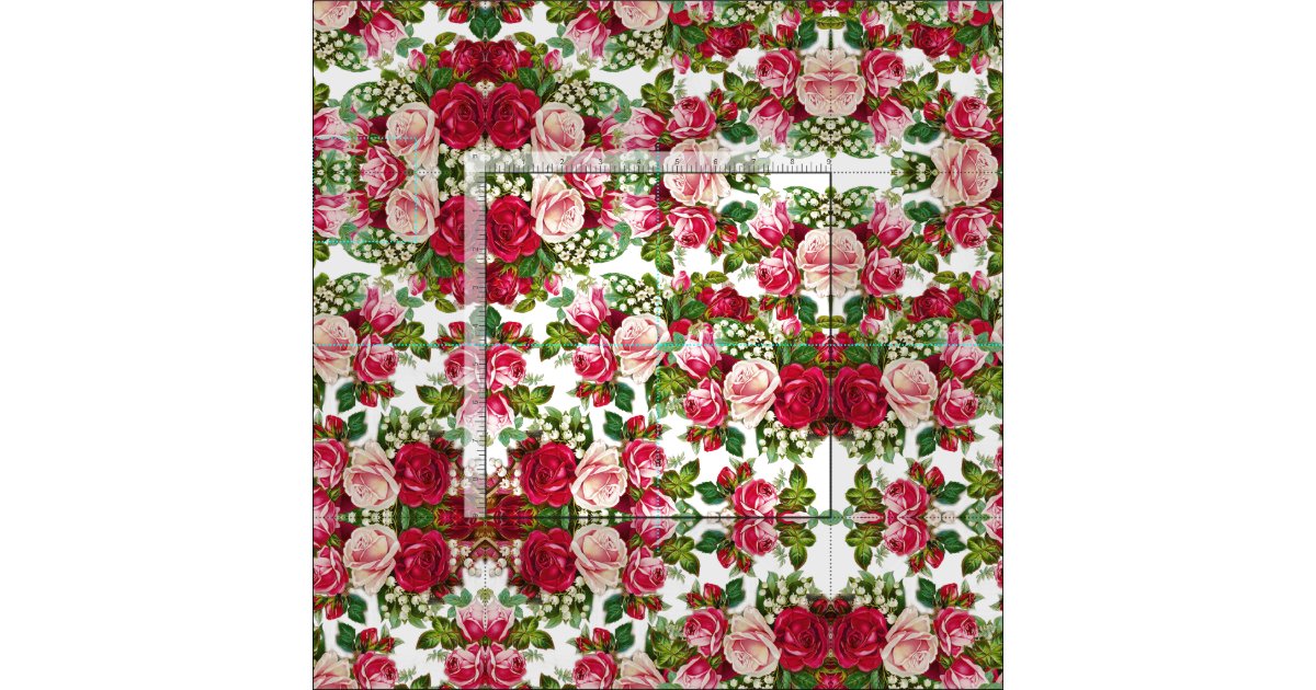 Vintage red pastel pink roses botanical flowers fabric Zazzle