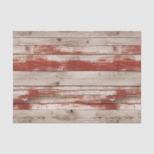 Vintage Red Patriotic Faux Wood Tissue Paper
