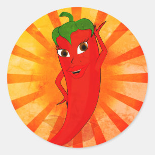 Vintage Red Pepper Superstar Classic Round Sticker