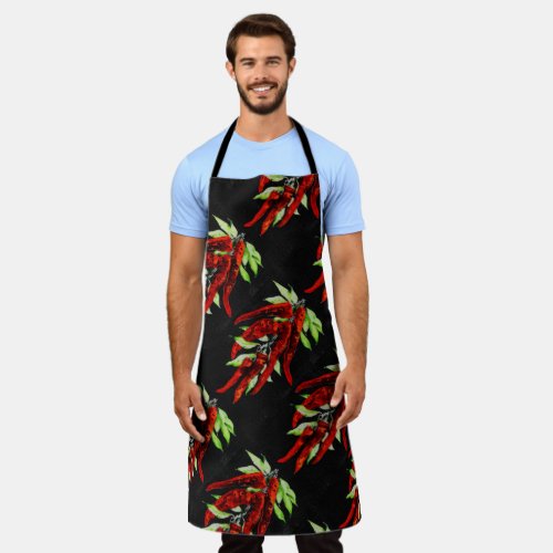 vintage red peppers All_Over Print Apron