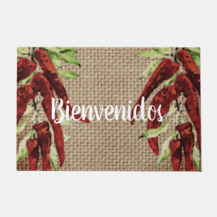 Vintage red peppers - Bienvenidos Doormat