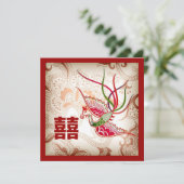 Vintage Red Phoenix Chinese Wedding Invitation (Standing Front)
