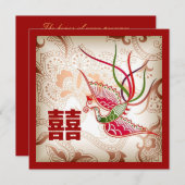 Vintage Red Phoenix Chinese Wedding Invitation (Front/Back)
