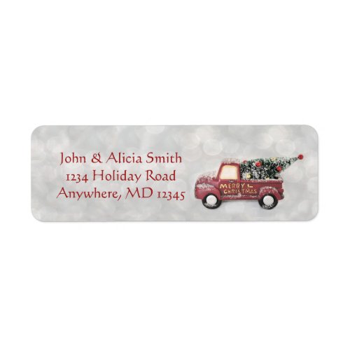 Vintage Red Pick Up Truck  Holiday Address Label