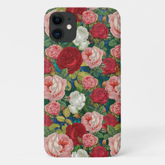 Vintage Red, Pink And White Roses iPhone 11 Case