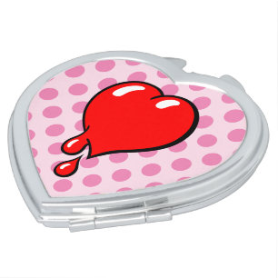 Vintage Red Pink Bleeding Heart Liberal Pop Art Compact Mirror
