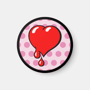 Vintage Red Pink Bleeding Heart Liberal Pop Art Magnet