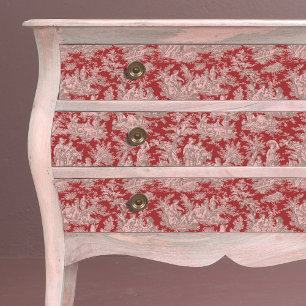 Vintage Red Pink Floral Toile de Jouy Tissue Paper