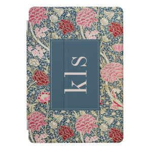 Vintage Red Pink Floral William Morris Monogram iPad Pro Cover