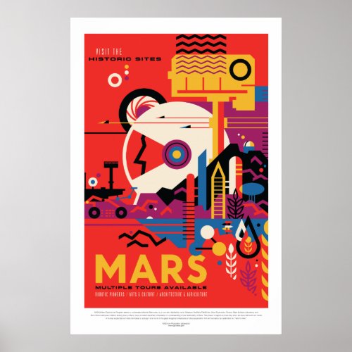 Vintage Red Planet Mars Space Travel Poster