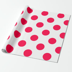Vintage Red Polka Dots White Christmas Template Wrapping Paper