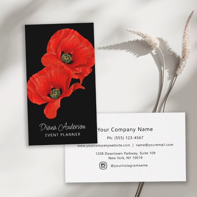 Vintage Red Poppies Botanical Business Card (Creator Uploaded)