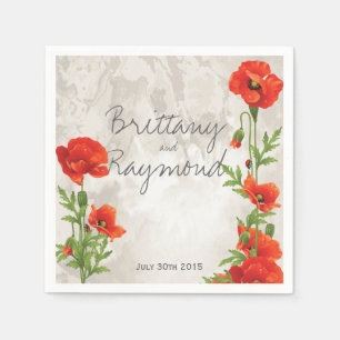VINTAGE RED POPPIES PAPER NAPKINS