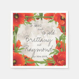VINTAGE RED POPPIES PAPER NAPKINS