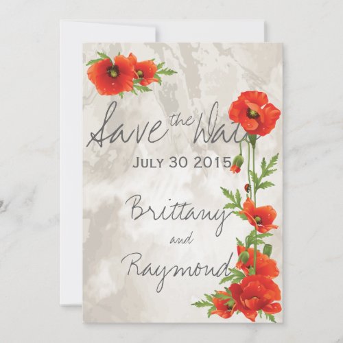 VINTAGE RED POPPIES SAVE THE DATE