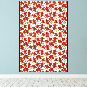 Vintage Red Poppy Design Art Nouveau Canvas Print