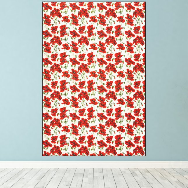 Vintage Red Poppy Design Art Nouveau Canvas Print (Insitu(Wood Floor))