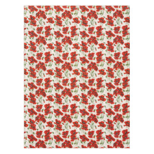 Vintage Red Poppy Design Art Nouveau Tablecloth