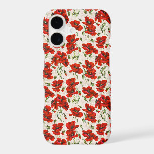 Vintage Red Poppy Floral Pattern Botanical Art iPhone 17 Case