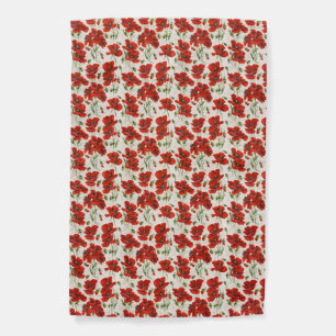 Vintage Red Poppy Floral Pattern Botanical Art Garden Flag