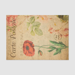 Vintage Red Poppy Flower Floral French Tissue Paper