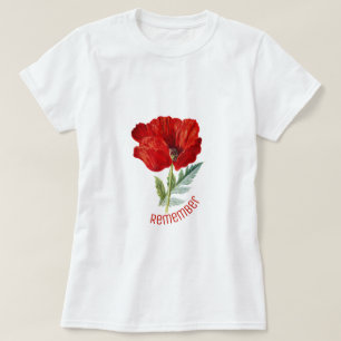 Vintage Red Poppy Veterans Day Remember T-Shirt