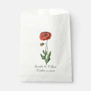 Vintage Red Poppy Wedding Favor Bag