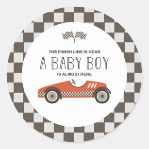 Vintage Red Race Car Baby Shower Classic Round Sticker