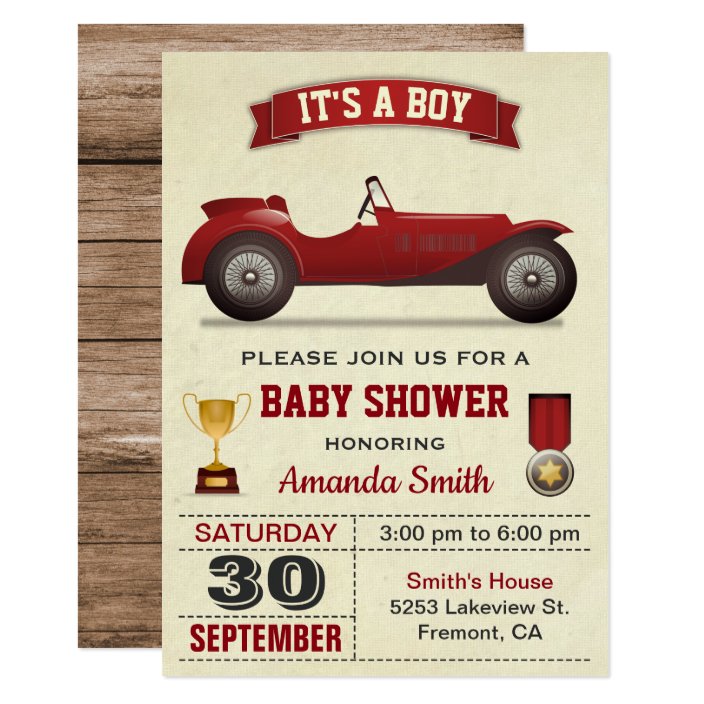 race car baby shower invitations