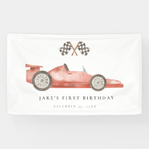 Vintage Red Race Car Banner