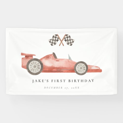 Vintage Red Race Car Banner