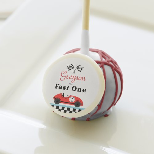 Vintage Red Race Car First Birthday Fast One Cake Pops