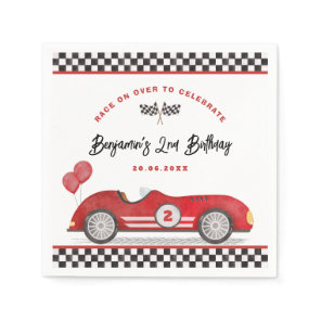 Vintage Red Racing Car Two Fast Boy 2nd Birthday Napkins
