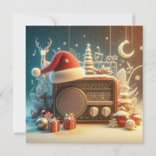 vintage red radio Flat Holiday Card