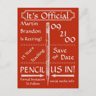 Vintage Red Retirement Save The Date Announcement Postcard